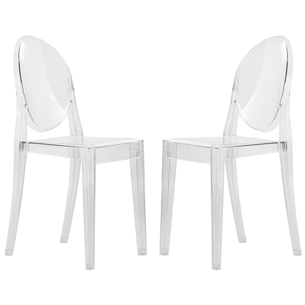 LeisureMod Marion Transparent Acrylic Modern Chair, Set of 2 GV19CL2. Picture 1