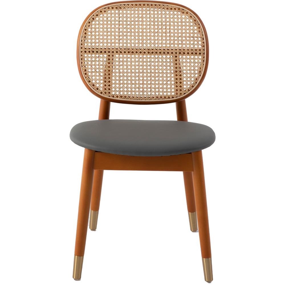 Holbeck Wicker Dining Chair with Upholstered Leather Seat. Picture 2