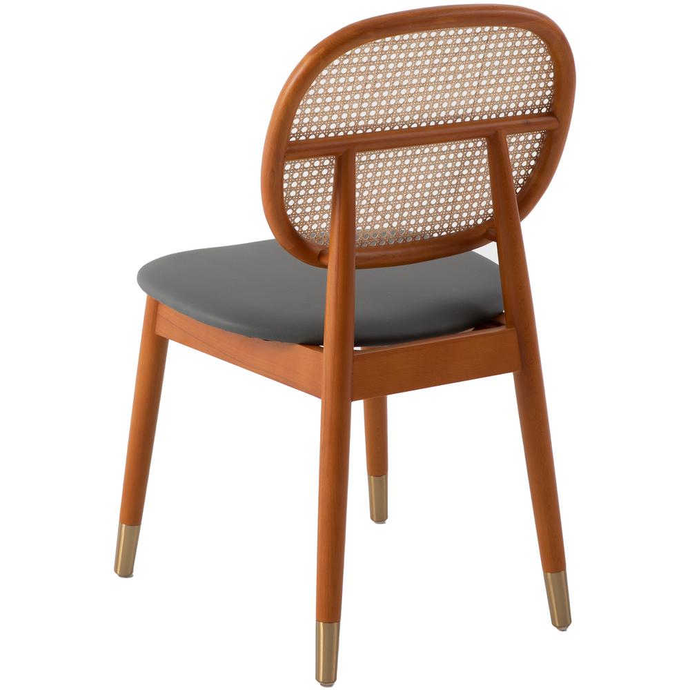 Holbeck Wicker Dining Chair with Upholstered Leather Seat. Picture 4