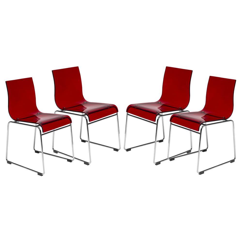 LeisureMod Lima Modern Acrylic Chair, Set of 4 LC19TR4. The main picture.