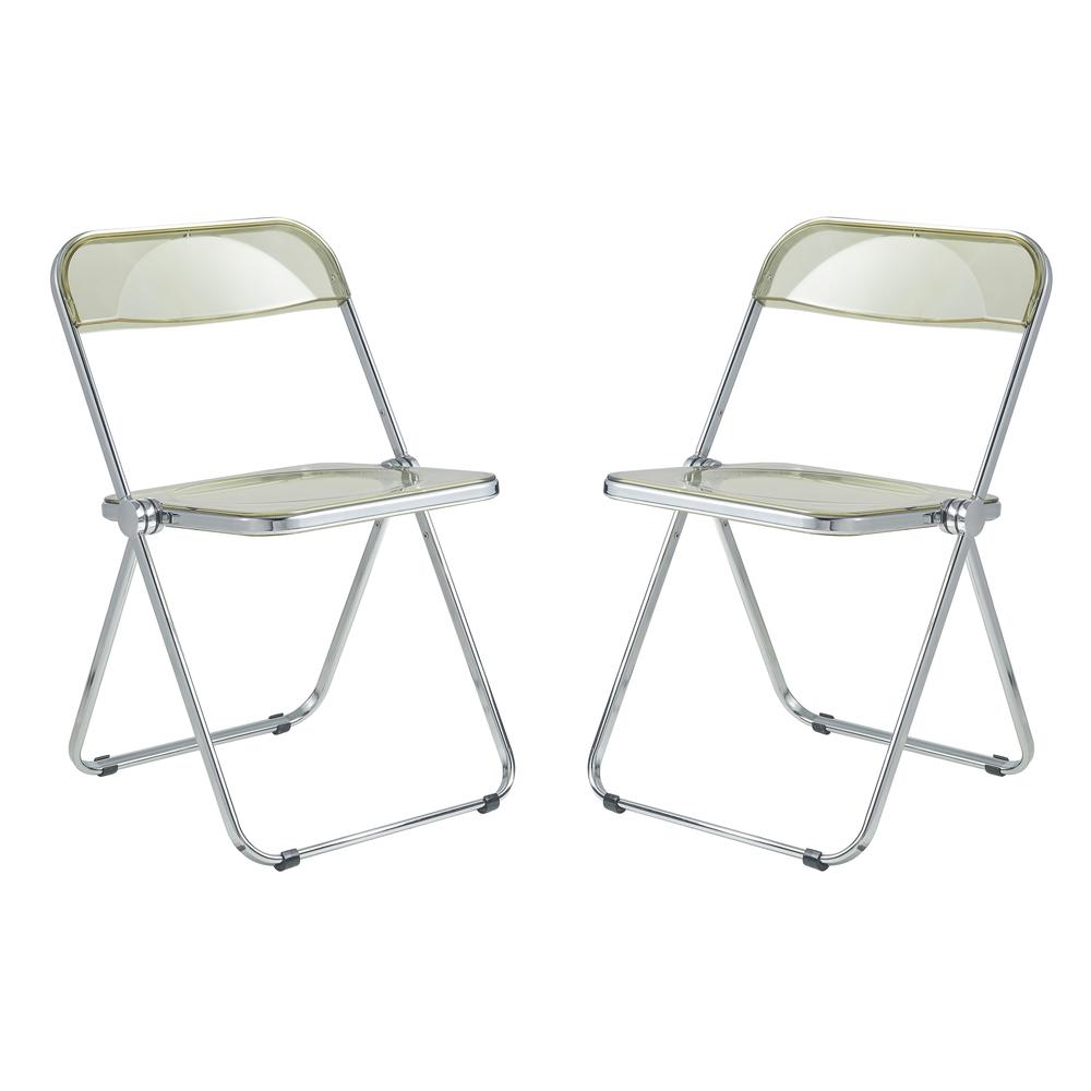 LeisureMod Lawrence Acrylic Folding Chair With Metal Frame, Set of 2 LF19A2. The main picture.