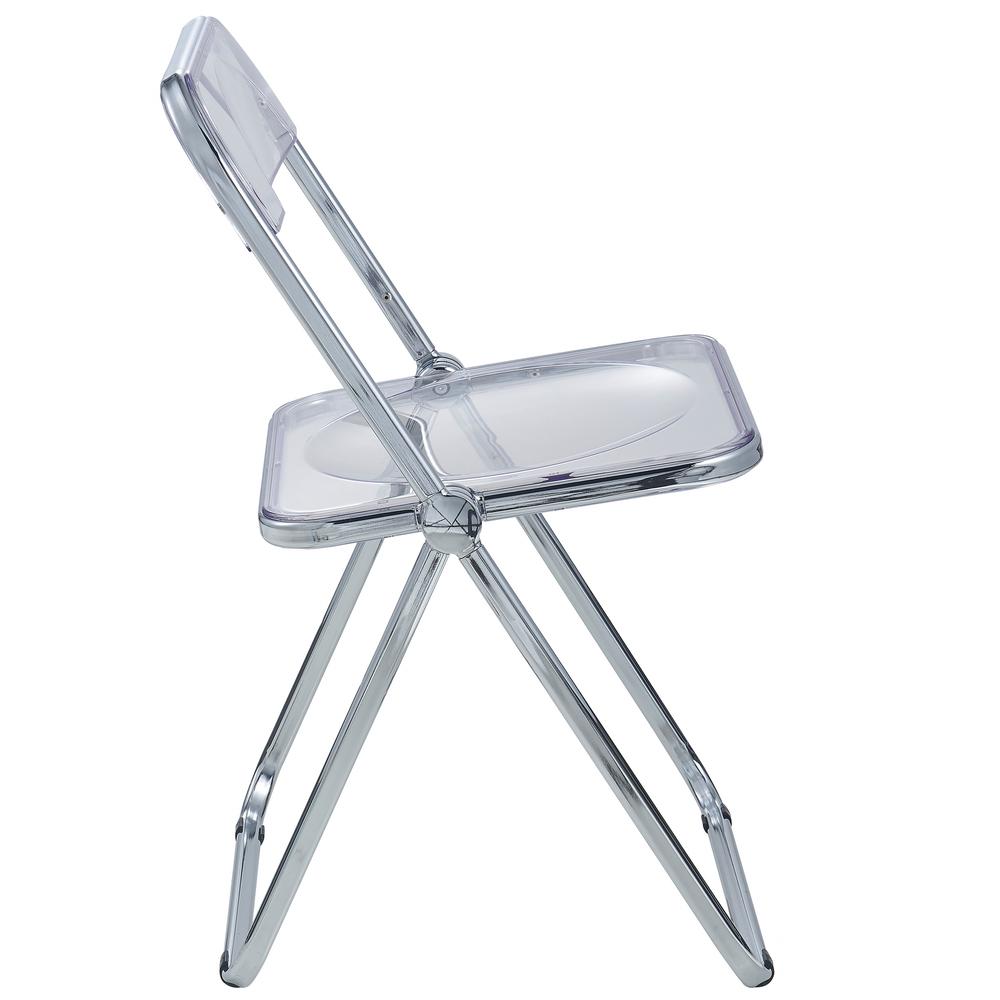 LeisureMod Lawrence Acrylic Folding Chair With Metal Frame, Set of 2 LF19CL2. Picture 7