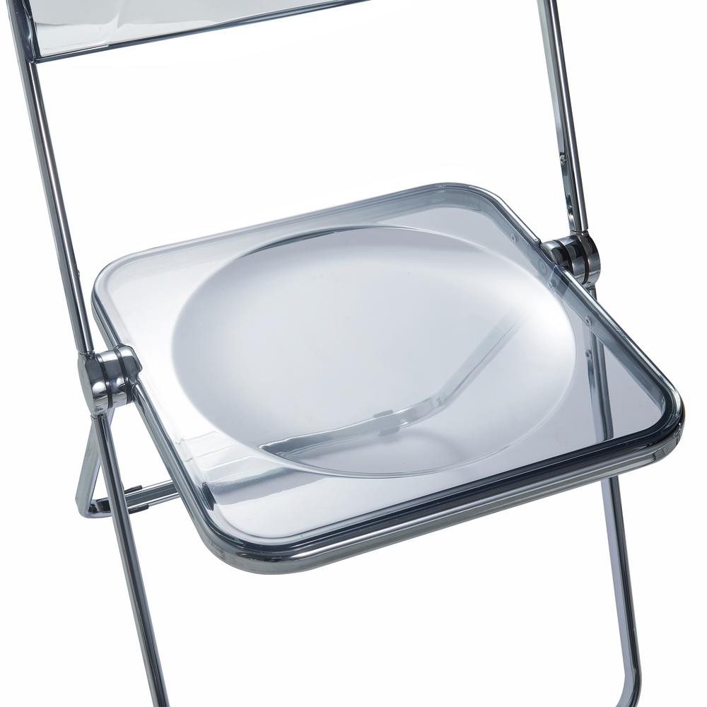 LeisureMod Lawrence Acrylic Folding Chair With Metal Frame, Set of 2 LF19CL2. Picture 9