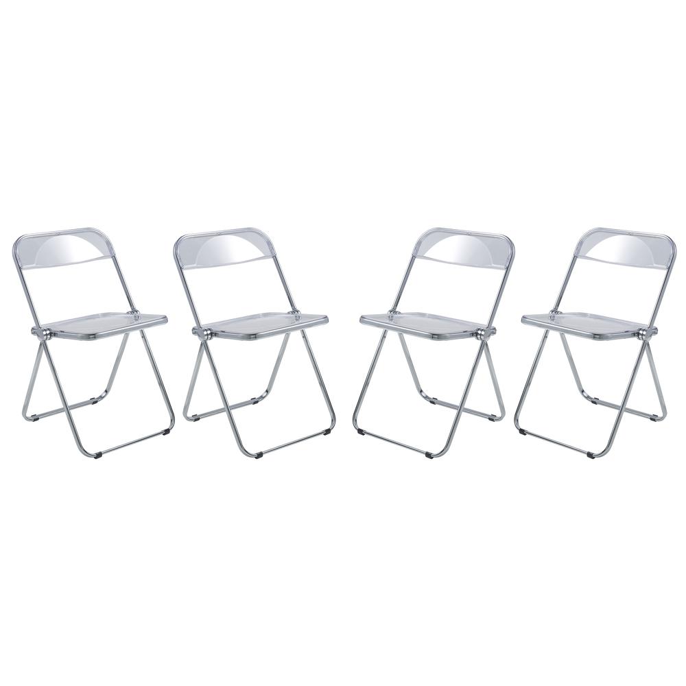 LeisureMod Lawrence Acrylic Folding Chair With Metal Frame, Set of 4 LF19CL4. The main picture.