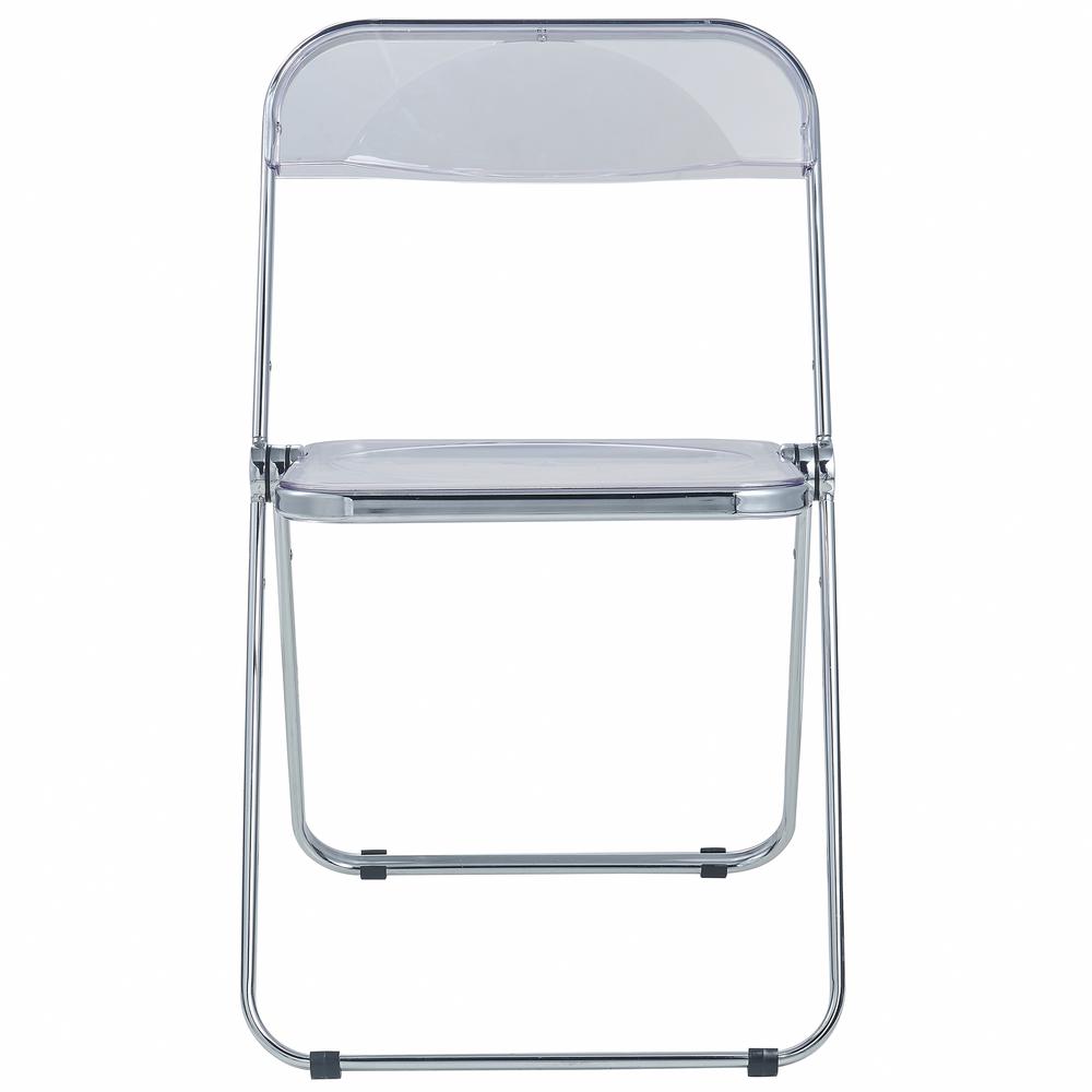 LeisureMod Lawrence Acrylic Folding Chair With Metal Frame, Set of 4 LF19CL4. Picture 5