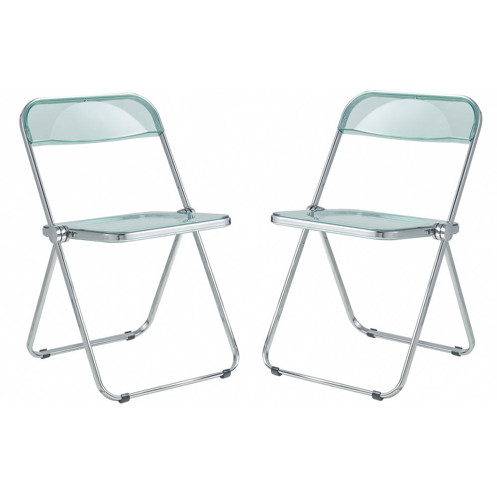 Lawrence Acrylic Folding Chair With Metal Frame, Set of 2. Picture 1