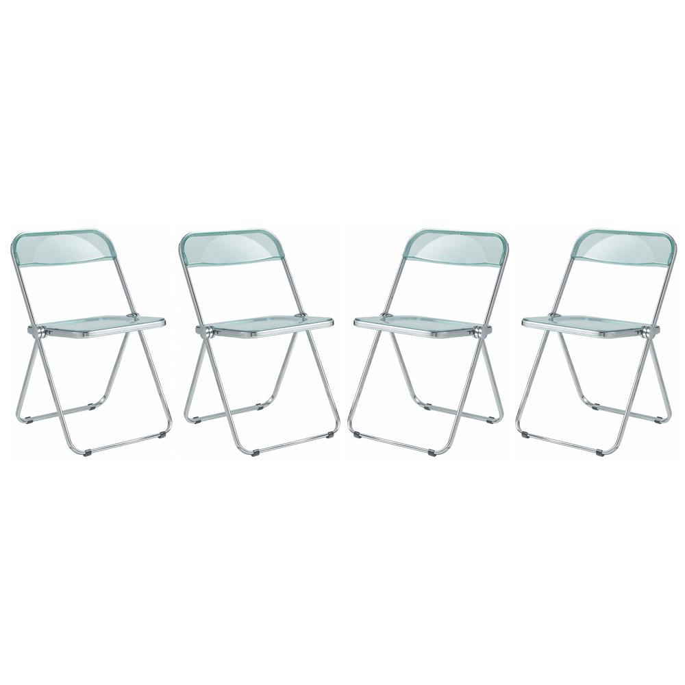 Lawrence Acrylic Folding Chair With Metal Frame, Set of 4. Picture 1
