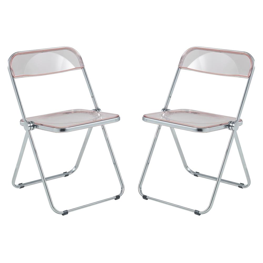 Lawrence Acrylic Folding Chair With Metal Frame, Set of 2. Picture 1