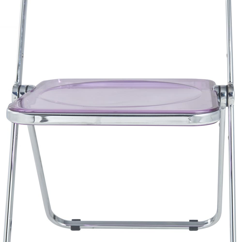LeisureMod Lawrence Acrylic Folding Chair With Metal Frame, Set of 2 LF19PU2. Picture 2