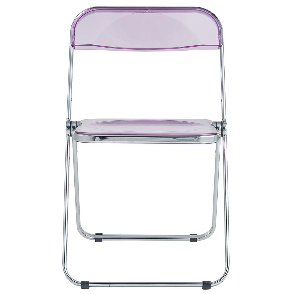 LeisureMod Lawrence Acrylic Folding Chair With Metal Frame, Set of 2 LF19PU2. Picture 5