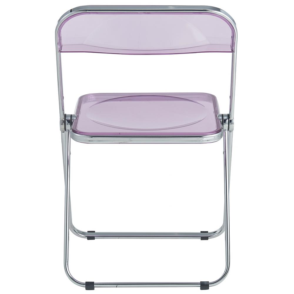 LeisureMod Lawrence Acrylic Folding Chair With Metal Frame, Set of 2 LF19PU2. Picture 8