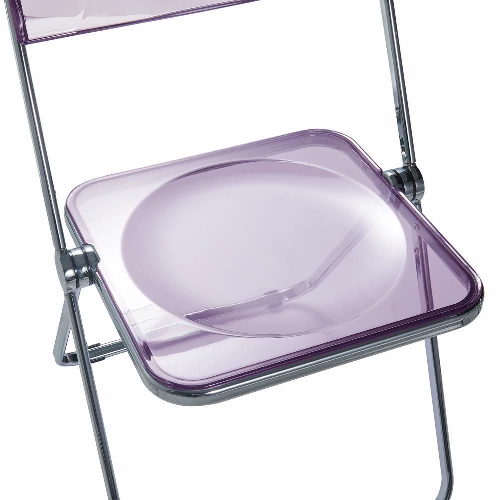 LeisureMod Lawrence Acrylic Folding Chair With Metal Frame, Set of 2 LF19PU2. Picture 9