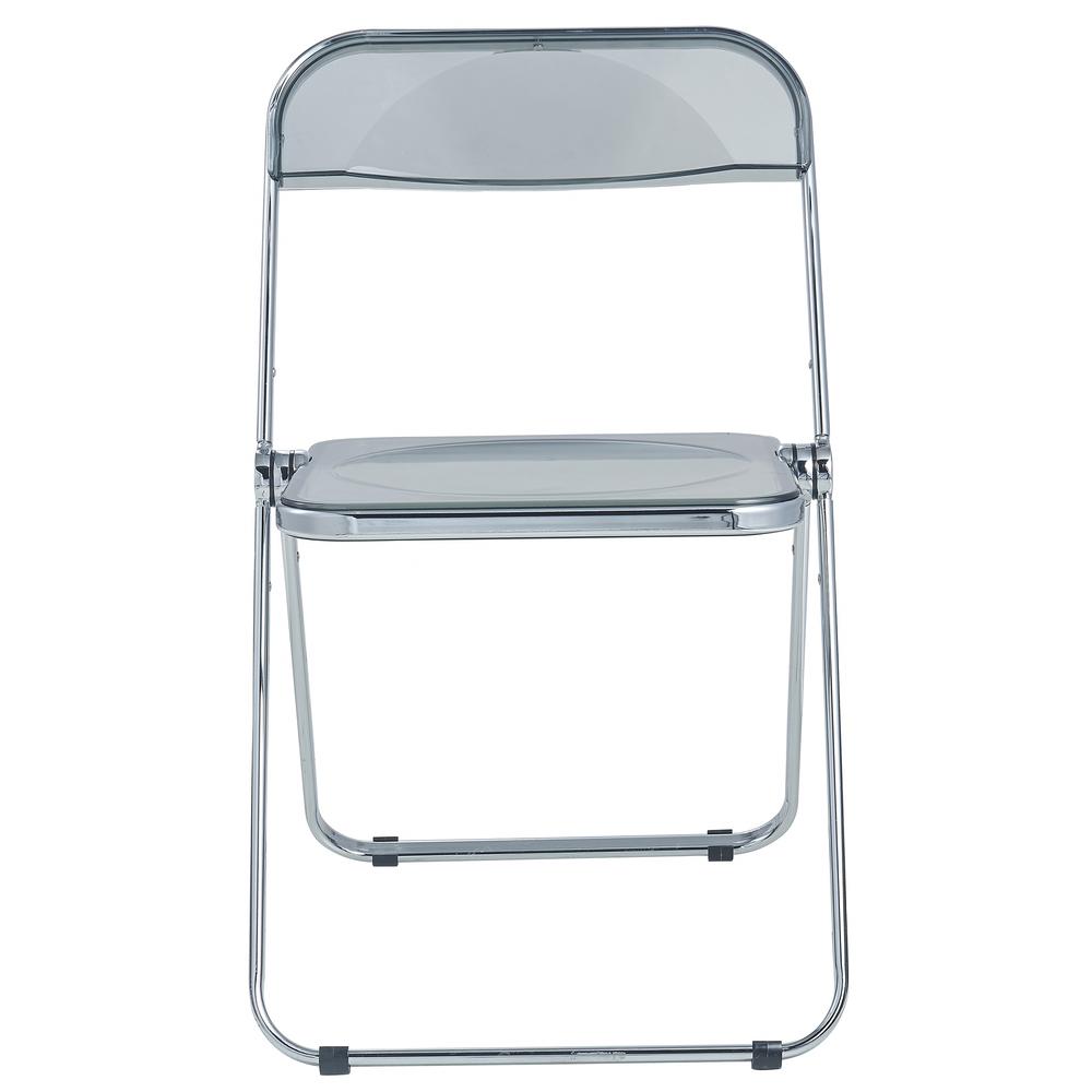 LeisureMod Lawrence Acrylic Folding Chair With Metal Frame, Set of 2 LF19TBL2. Picture 5
