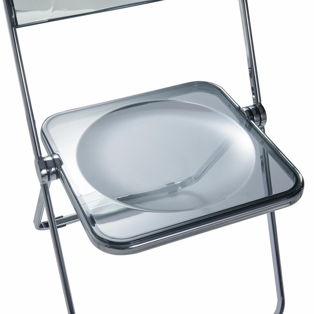 LeisureMod Lawrence Acrylic Folding Chair With Metal Frame, Set of 2 LF19TBL2. Picture 9
