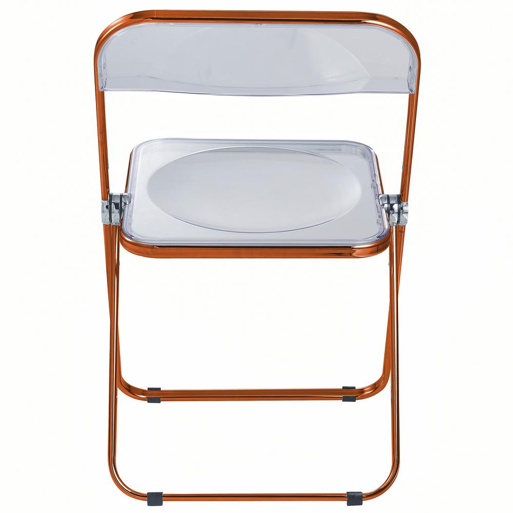 Lawrence Acrylic Folding Chair With Orange Metal Frame, Set of 2. Picture 8