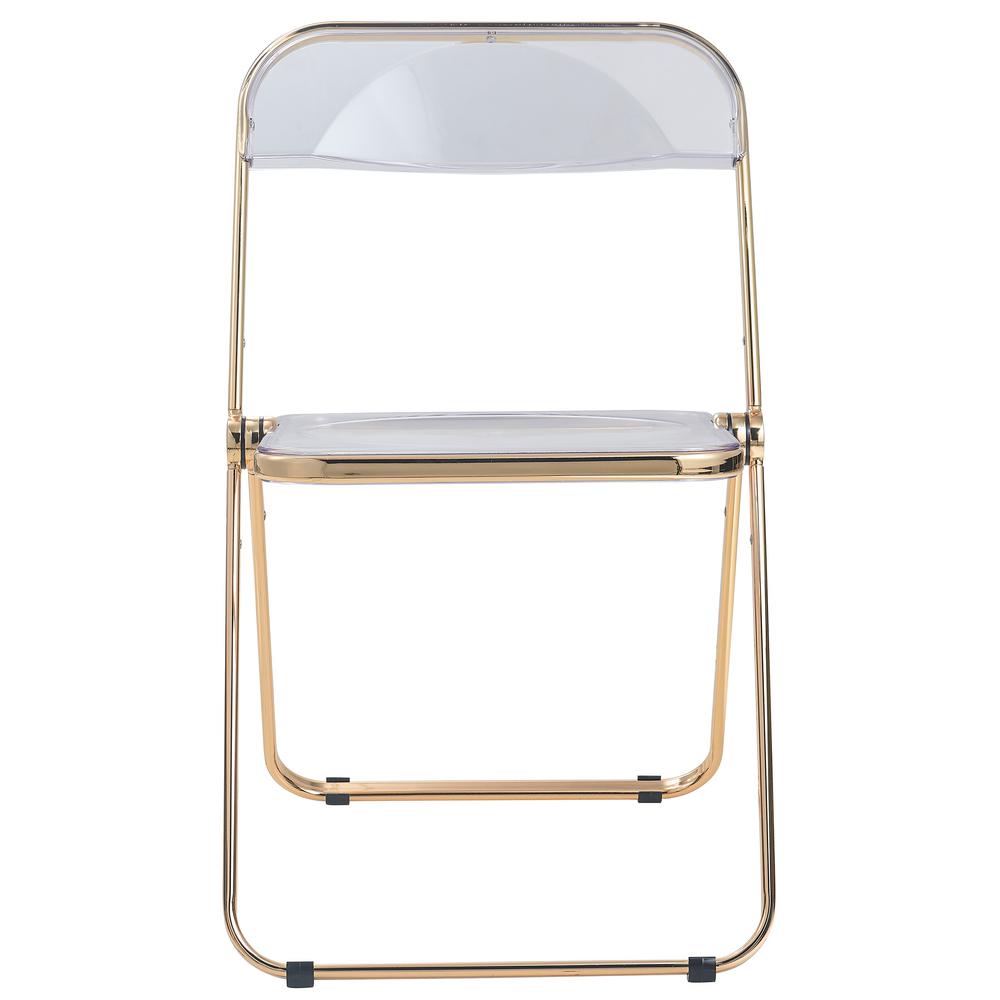 LeisureMod Lawrence Acrylic Folding Chair With Gold Metal Frame, Set of 4 LFG19CL4. Picture 5