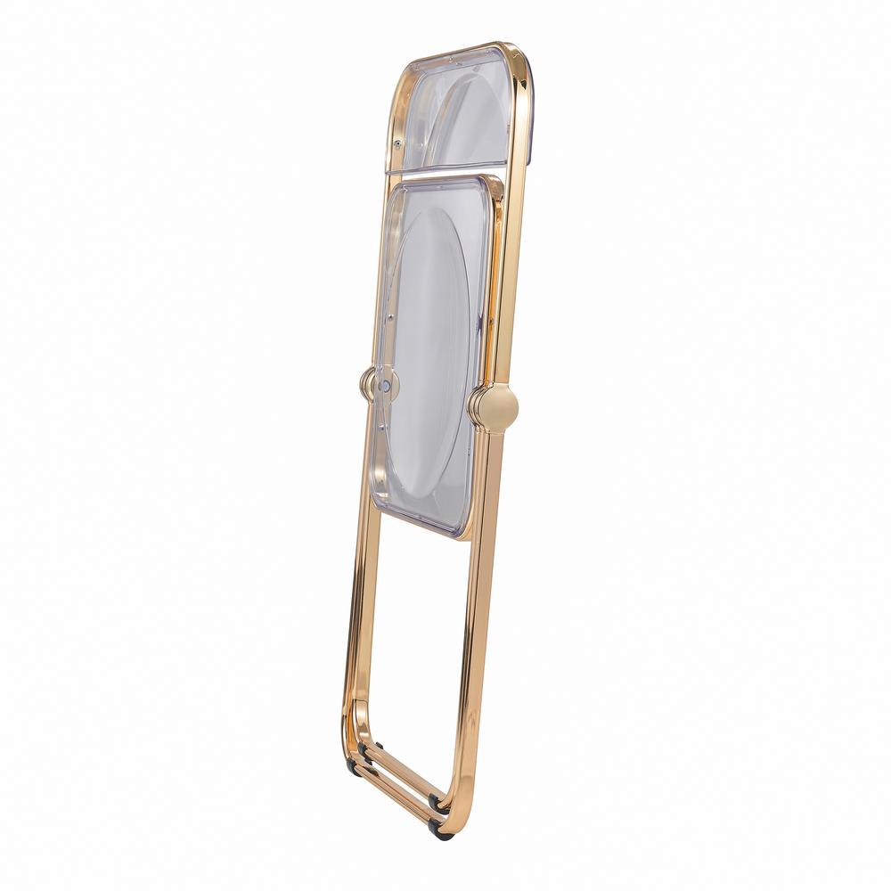 LeisureMod Lawrence Acrylic Folding Chair With Gold Metal Frame, Set of 4 LFG19CL4. Picture 6
