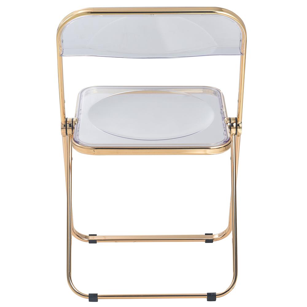 LeisureMod Lawrence Acrylic Folding Chair With Gold Metal Frame, Set of 4 LFG19CL4. Picture 8