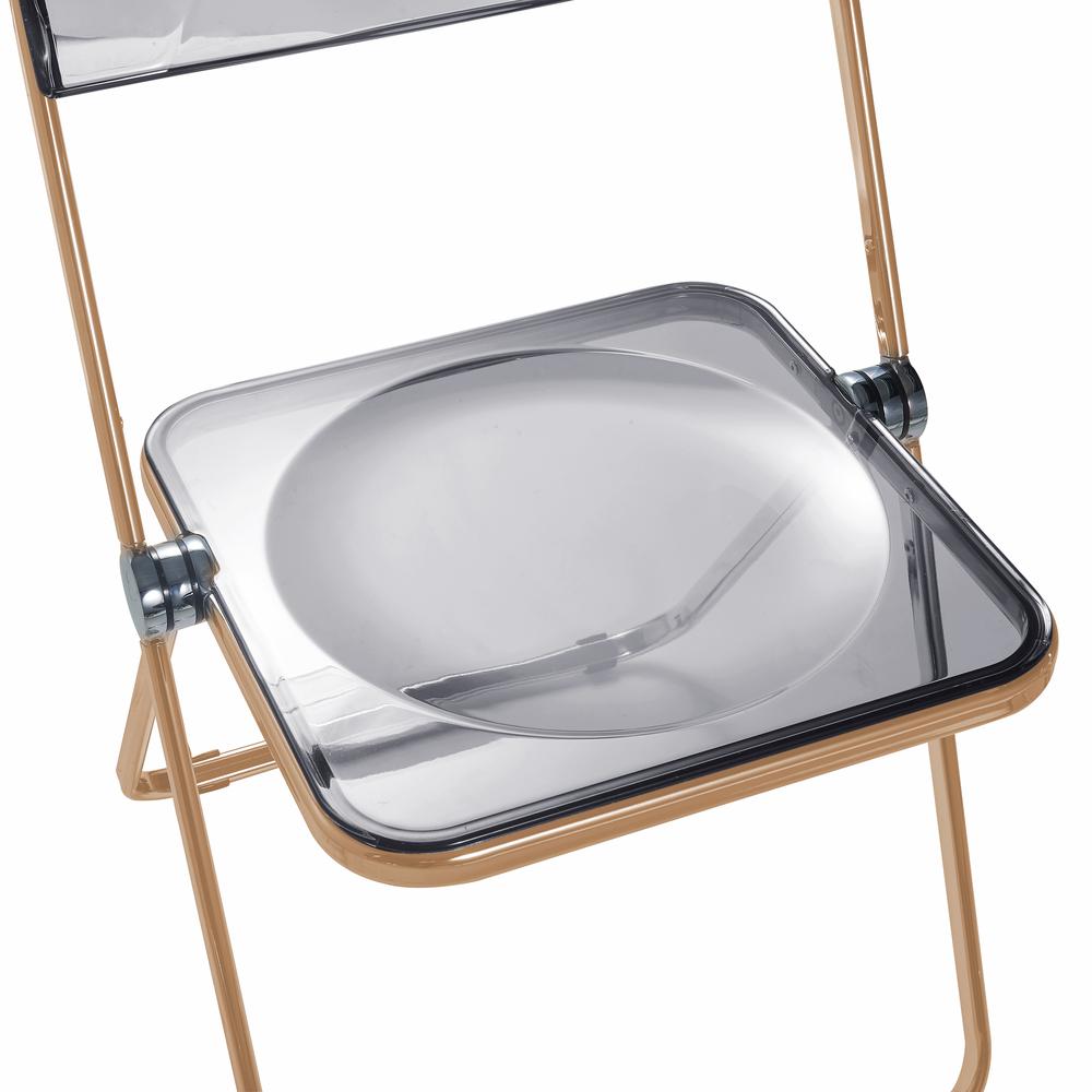 LeisureMod Lawrence Acrylic Folding Chair With Gold Metal Frame, Set of 4 LFG19CL4. Picture 9