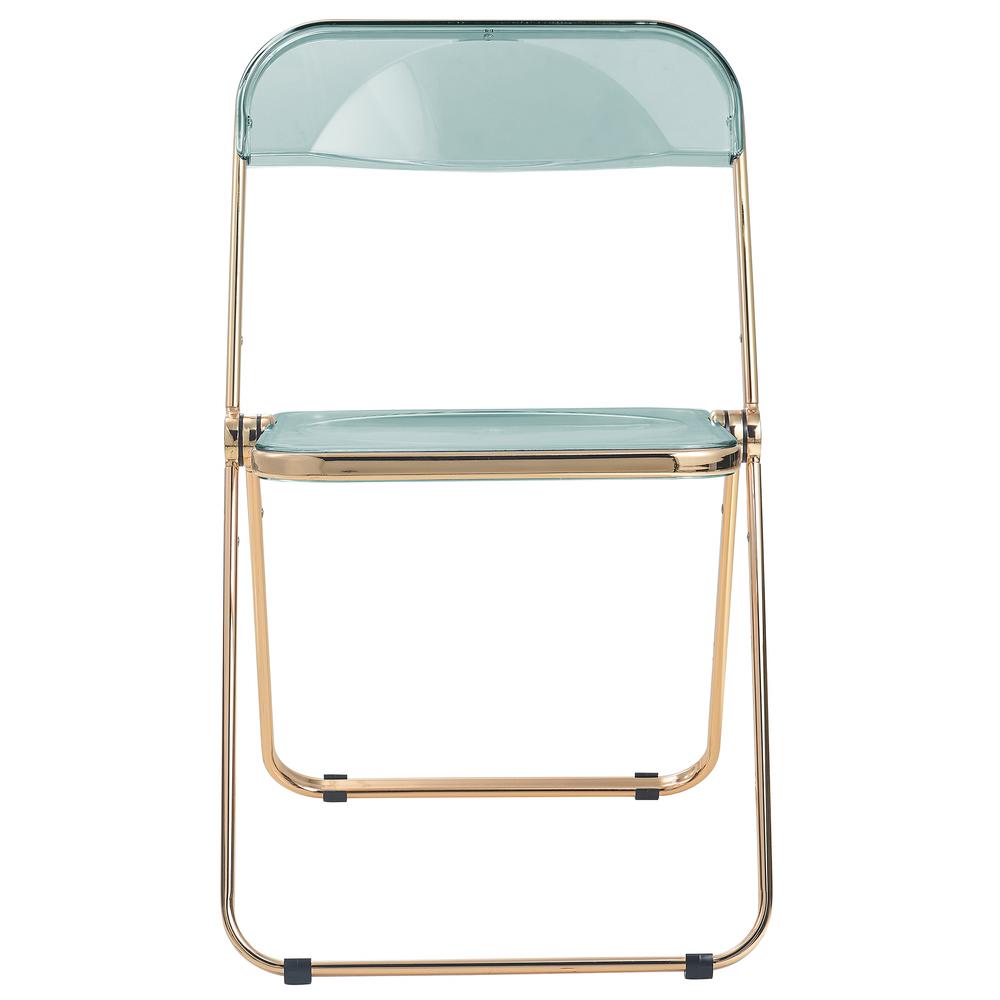 Lawrence Acrylic Folding Chair With Gold Metal Frame, Set of 2. Picture 4