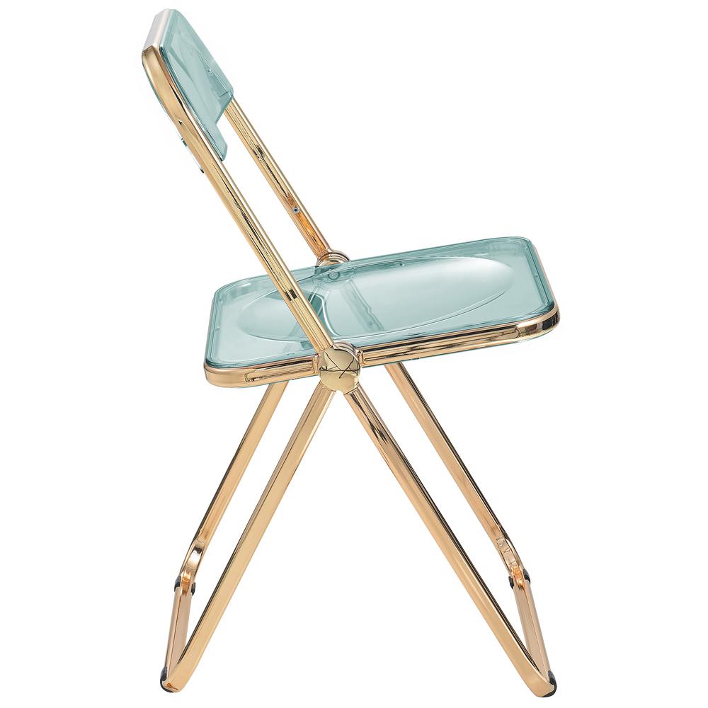 Lawrence Acrylic Folding Chair With Gold Metal Frame, Set of 2. Picture 2
