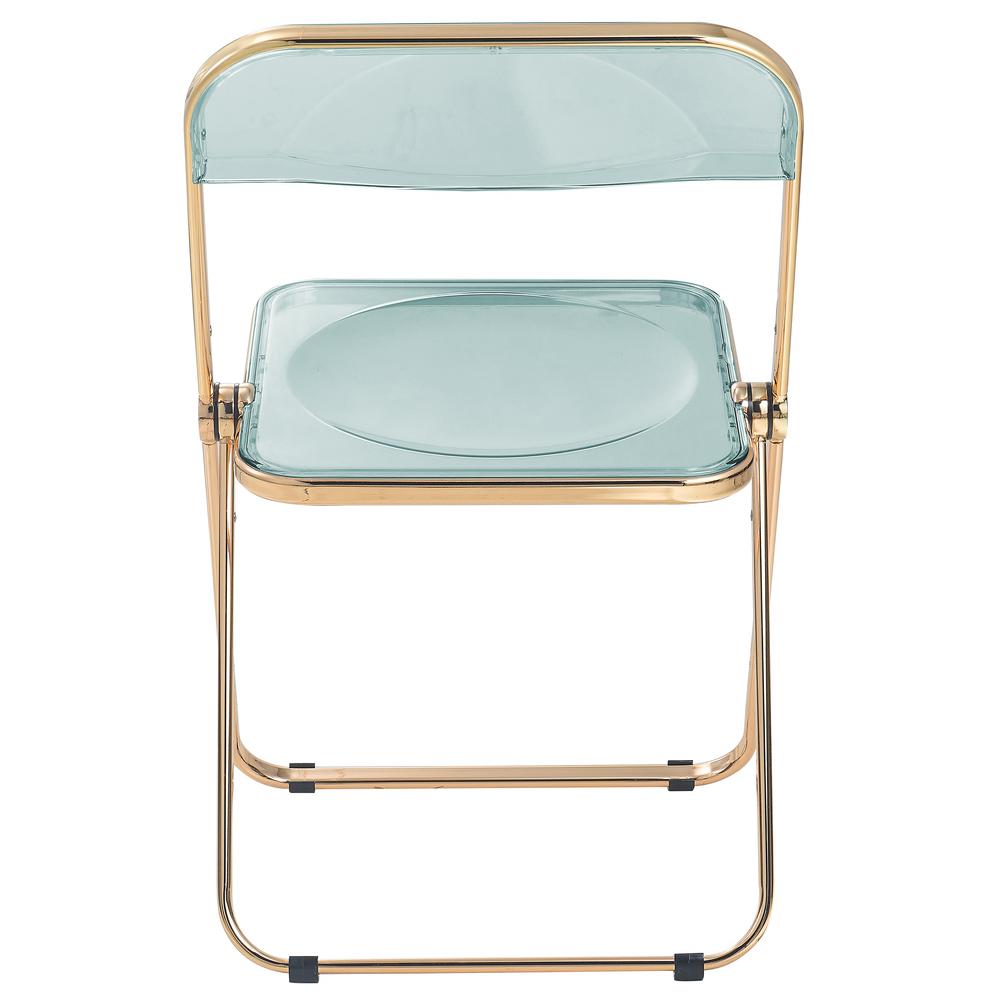 Lawrence Acrylic Folding Chair With Gold Metal Frame, Set of 2. Picture 3