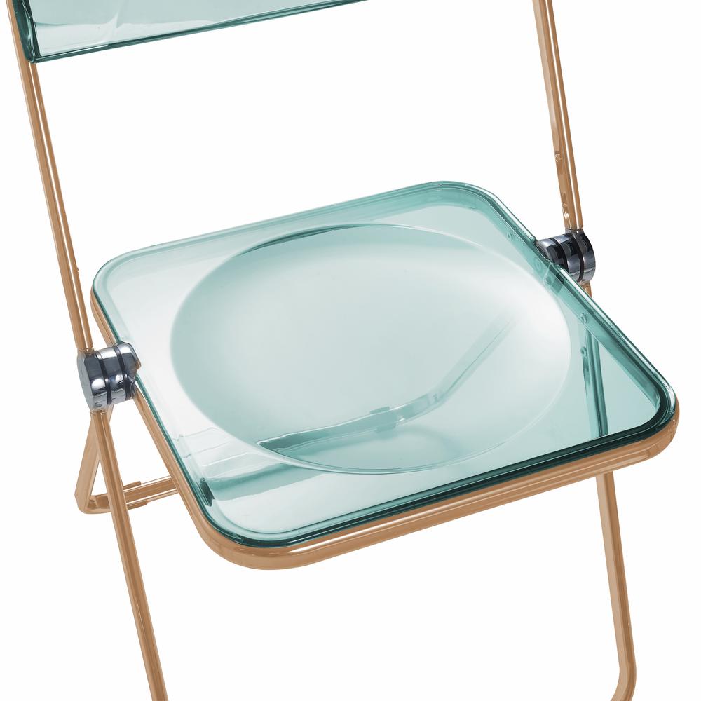 Lawrence Acrylic Folding Chair With Gold Metal Frame, Set of 2. Picture 6
