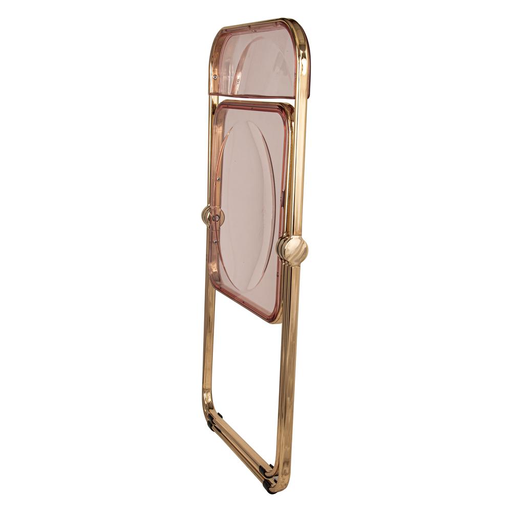 Lawrence Acrylic Folding Chair With Gold Metal Frame, Set of 2. Picture 5