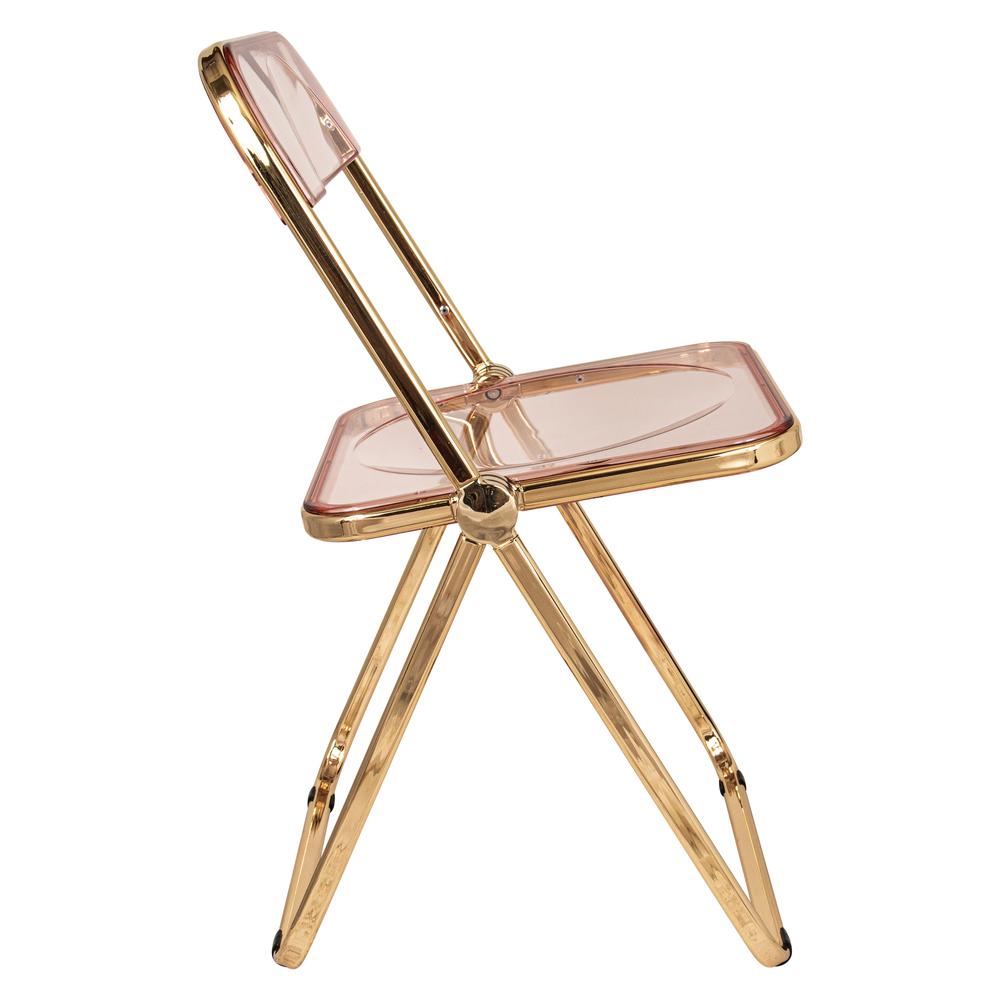 Lawrence Acrylic Folding Chair With Gold Metal Frame, Set of 2. Picture 6
