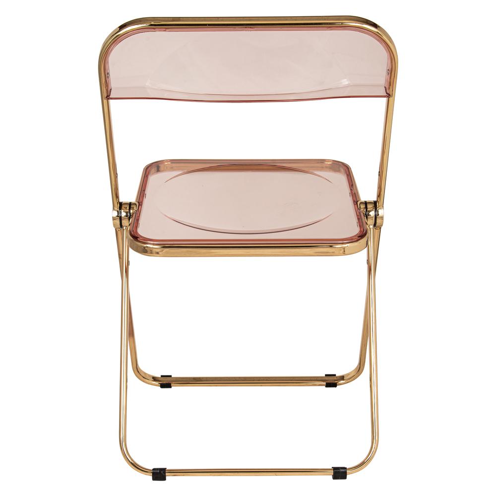 Lawrence Acrylic Folding Chair With Gold Metal Frame, Set of 2. Picture 7