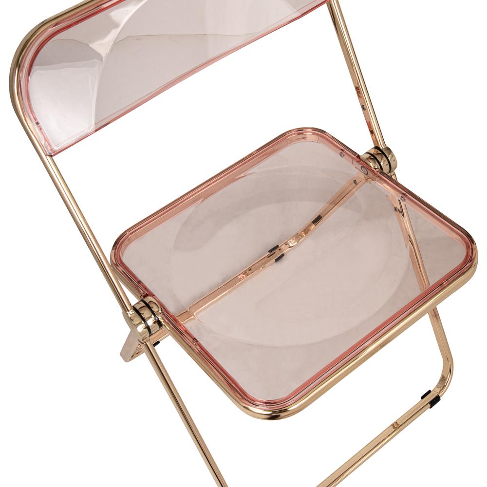 Lawrence Acrylic Folding Chair With Gold Metal Frame, Set of 2. Picture 8
