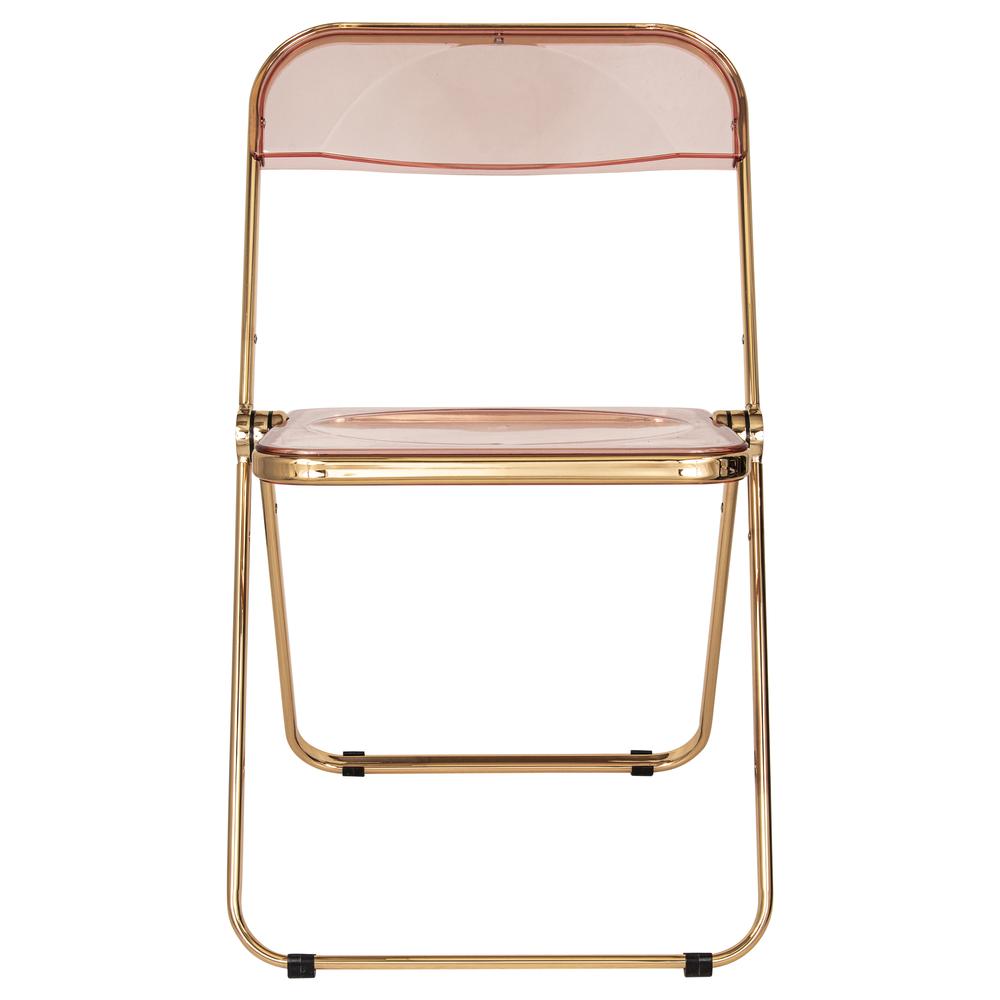 Lawrence Acrylic Folding Chair With Gold Metal Frame, Set of 4. Picture 4