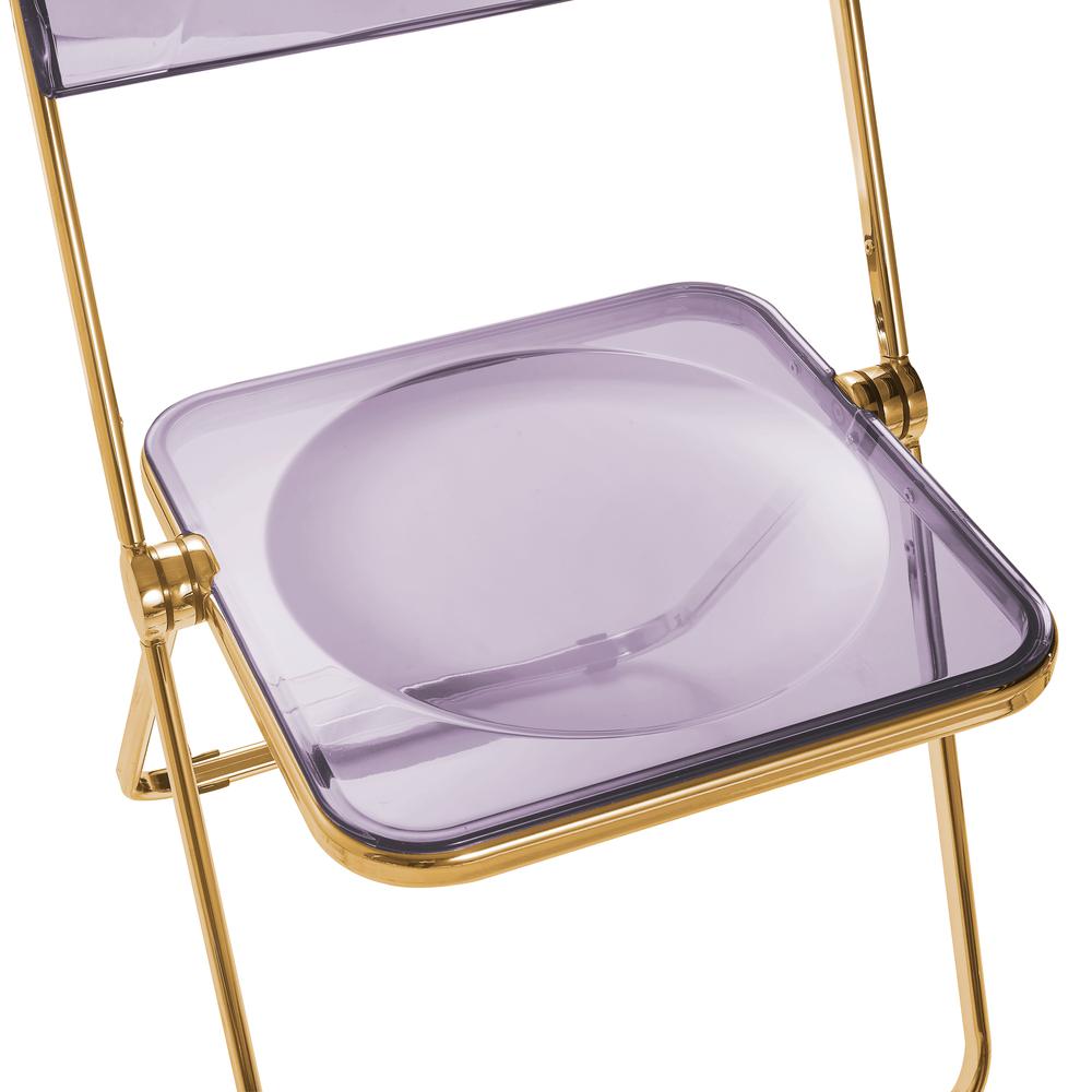 Lawrence Acrylic Folding Chair With Gold Metal Frame, Set of 2. Picture 9