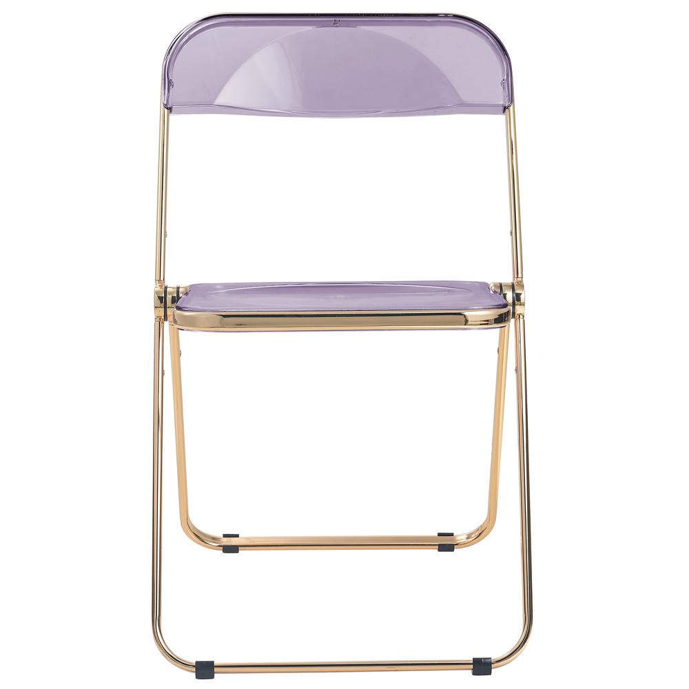 LeisureMod Lawrence Acrylic Folding Chair With Gold Metal Frame, Set of 4 LFG19PU4. Picture 5