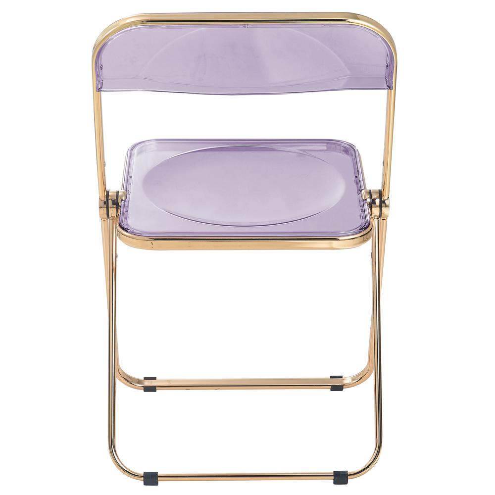 LeisureMod Lawrence Acrylic Folding Chair With Gold Metal Frame, Set of 4 LFG19PU4. Picture 8