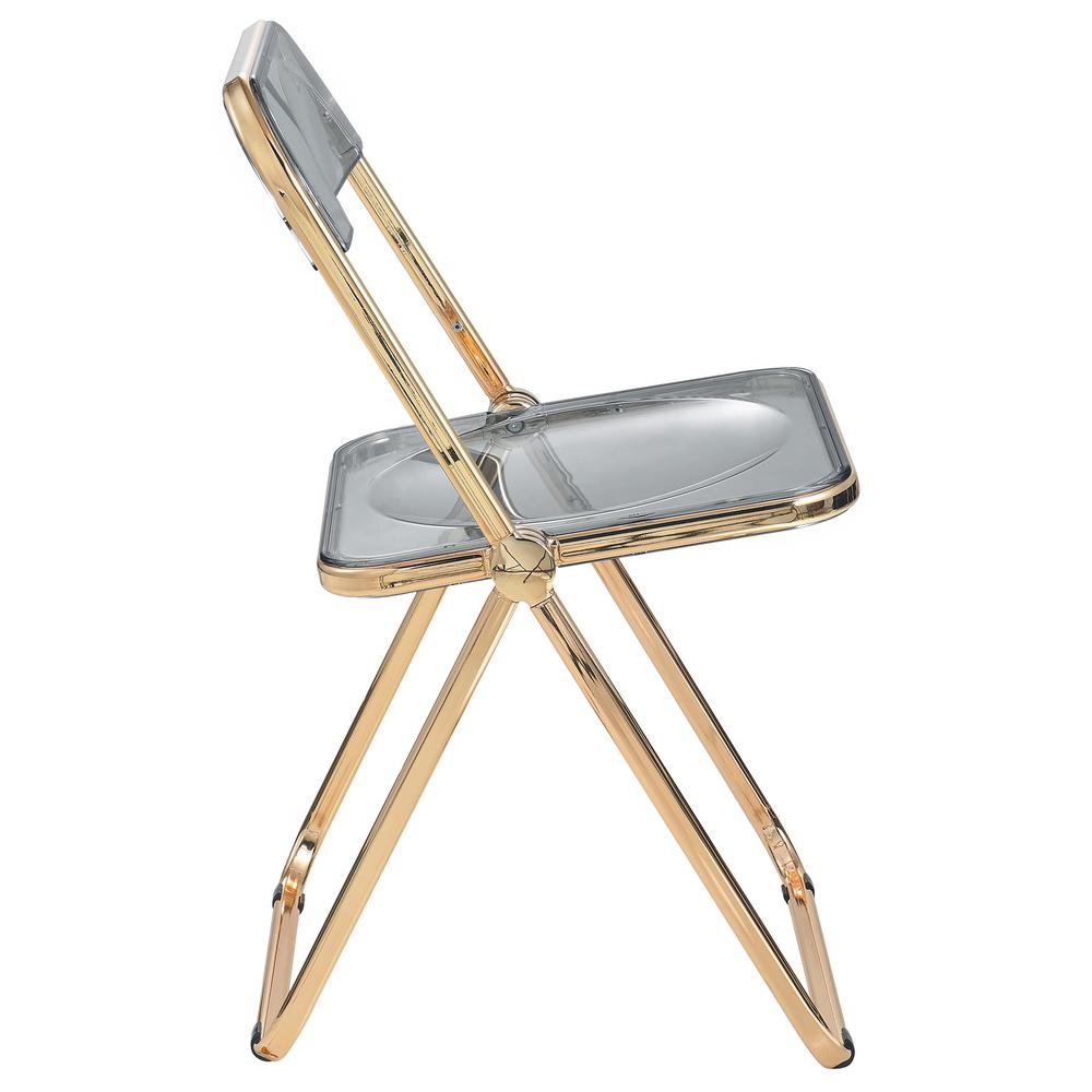 Lawrence Acrylic Folding Chair With Gold Metal Frame, Set of 2. Picture 7