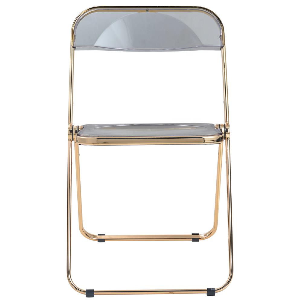 LeisureMod Lawrence Acrylic Folding Chair With Gold Metal Frame, Set of 4 LFG19TBL4. Picture 5