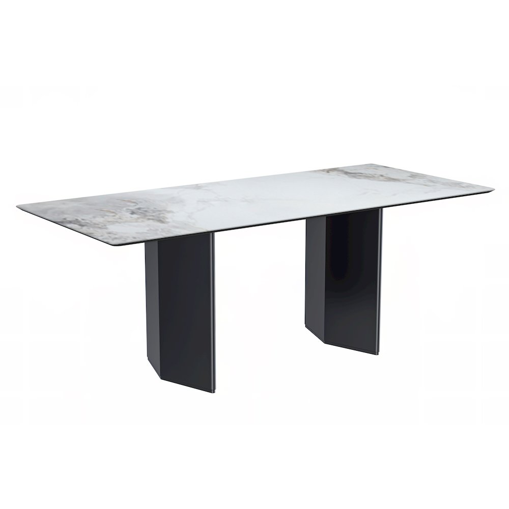 Modern Dining Table Black Base, With 71 Medium Grey Sintered Stone Top. Picture 1