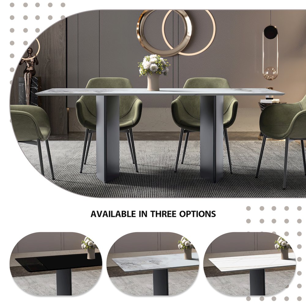 Modern Dining Table Black Base, With 71 Medium Grey Sintered Stone Top. Picture 6