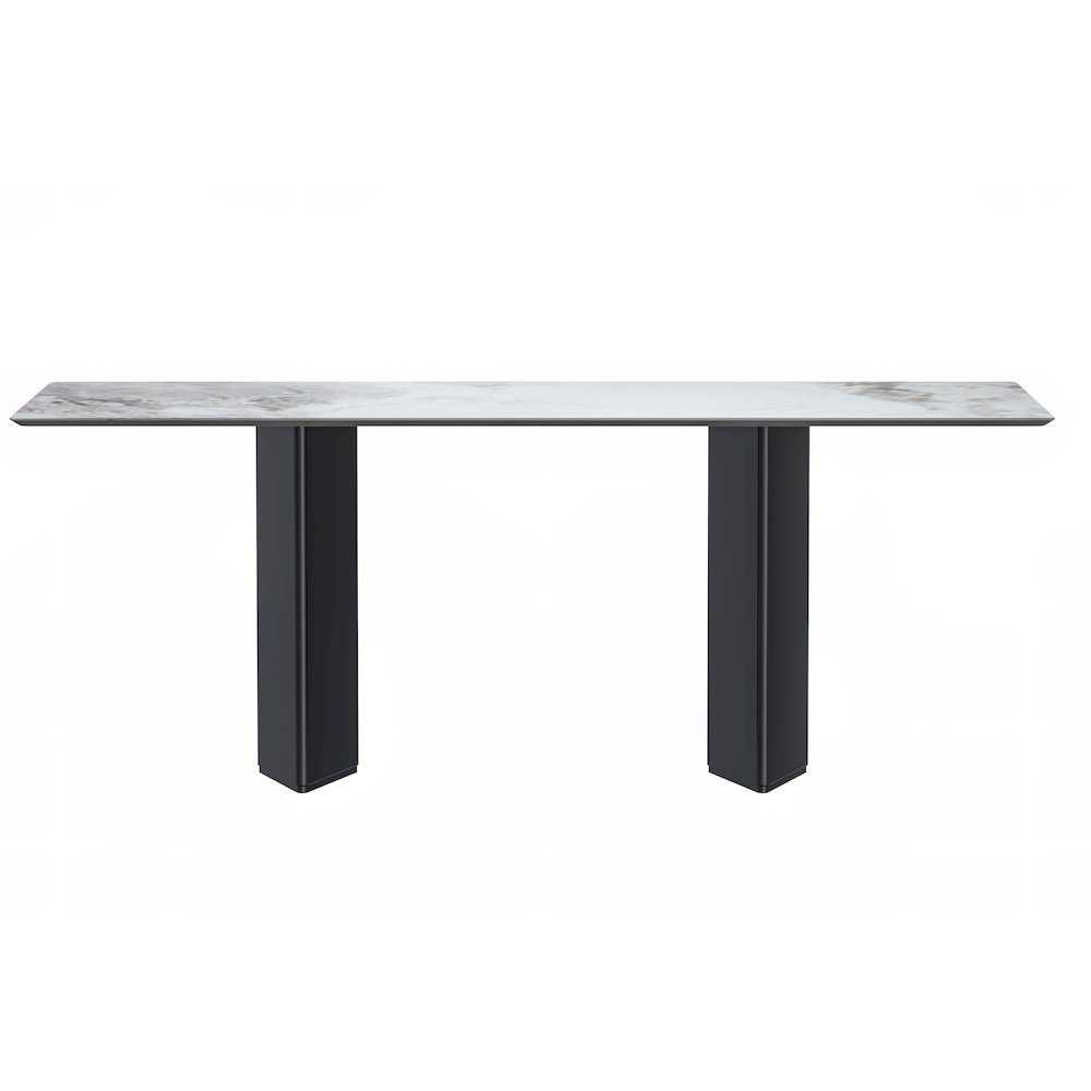 Modern Dining Table Black Base, With 71 Medium Grey Sintered Stone Top. Picture 7