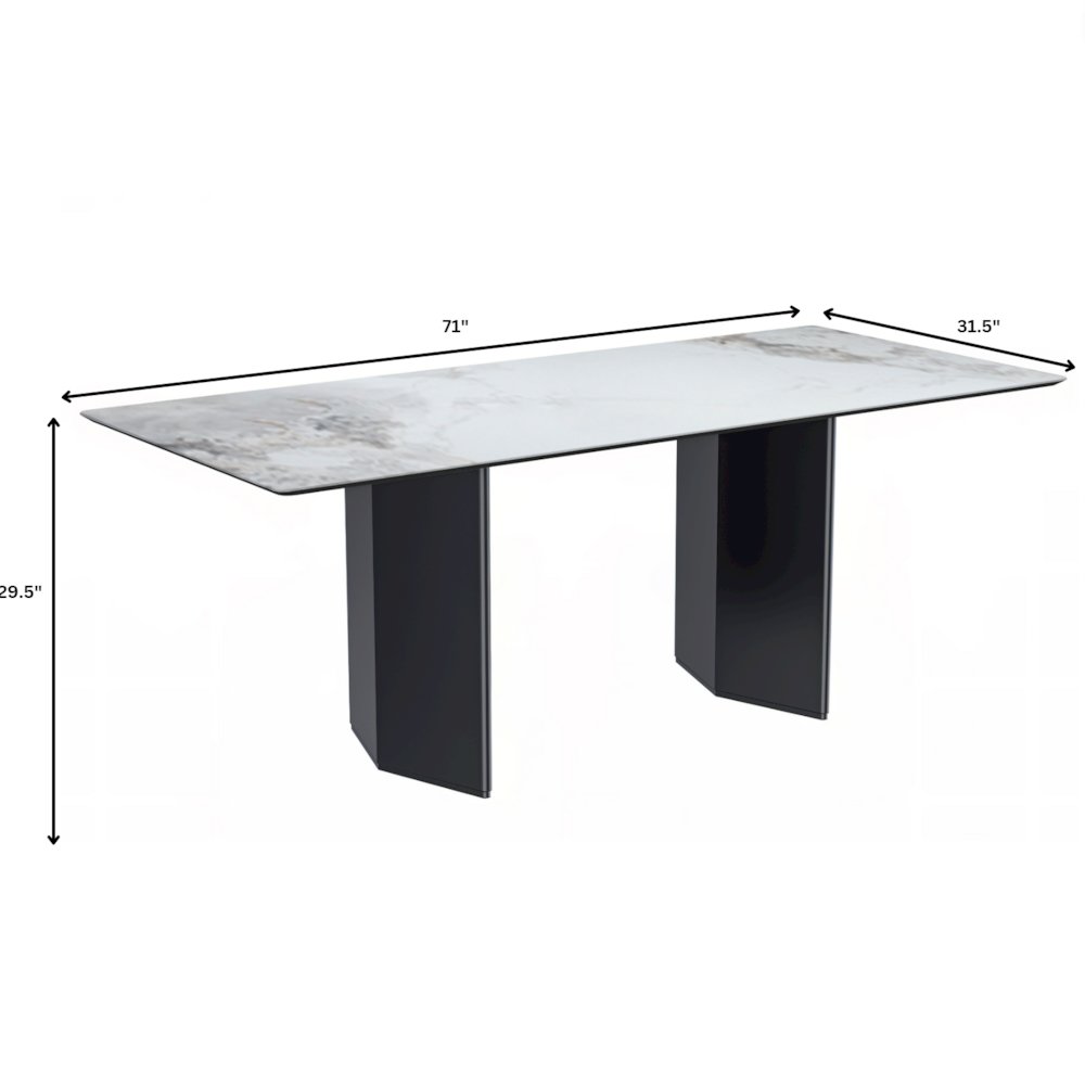 Modern Dining Table Black Base, With 71 Medium Grey Sintered Stone Top. Picture 9