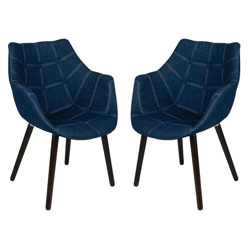 Milburn Tufted Denim Lounge Chair, Set of 2. Picture 1