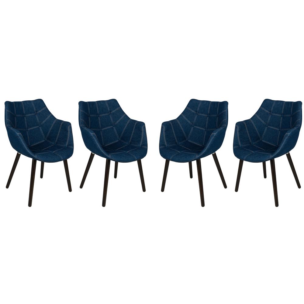 Milburn Tufted Denim Lounge Chair, Set of 4. Picture 1
