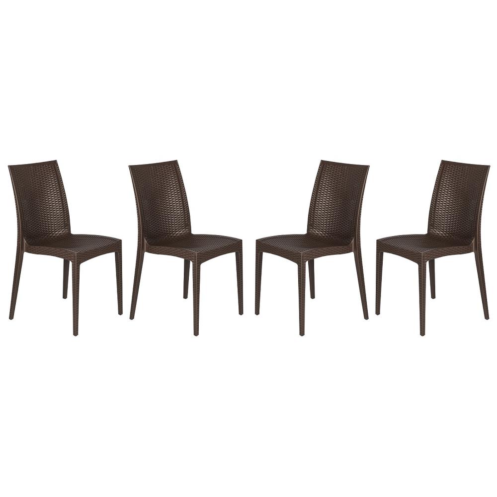 LeisureMod Weave Mace Indoor/Outdoor Dining Chair (Armless), Set of 4 MC19BR4. The main picture.