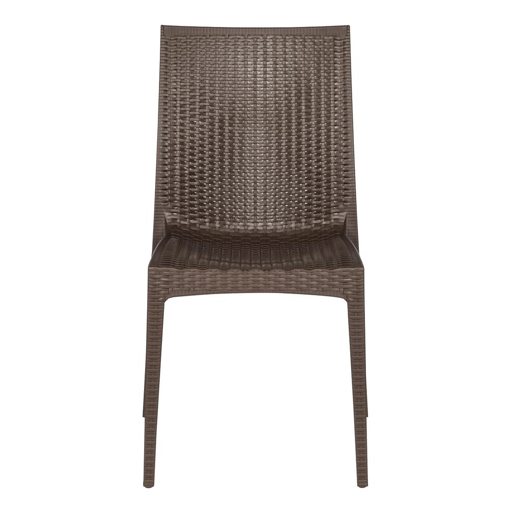 LeisureMod Weave Mace Indoor/Outdoor Dining Chair (Armless), Set of 4 MC19BR4. Picture 3