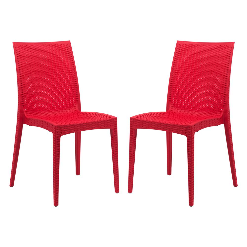 LeisureMod Weave Mace Indoor/Outdoor Dining Chair (Armless), Set of 2 MC19R2. The main picture.