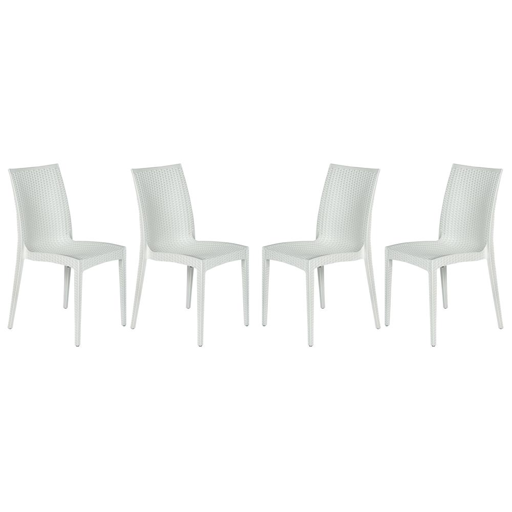 LeisureMod Weave Mace Indoor/Outdoor Dining Chair (Armless), Set of 4 MC19W4. The main picture.