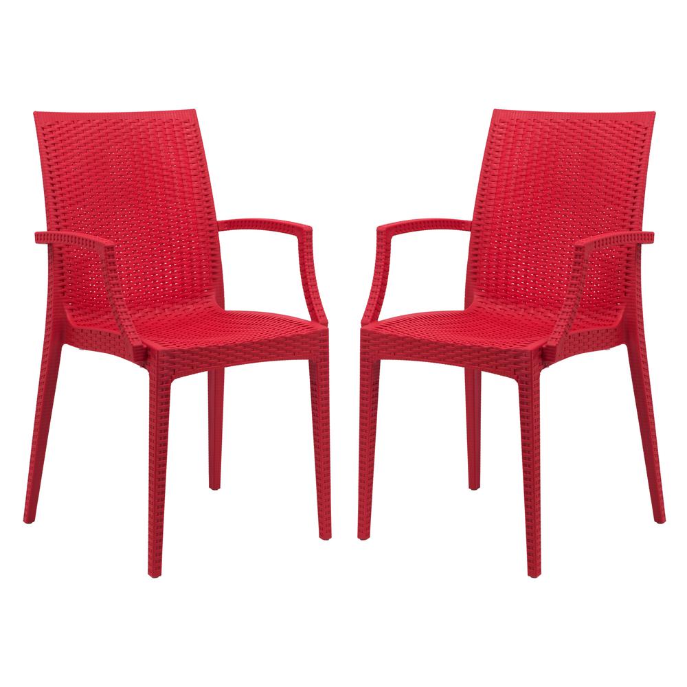 LeisureMod Weave Mace Indoor/Outdoor Chair (With Arms), Set of 2 MCA19R2. Picture 1