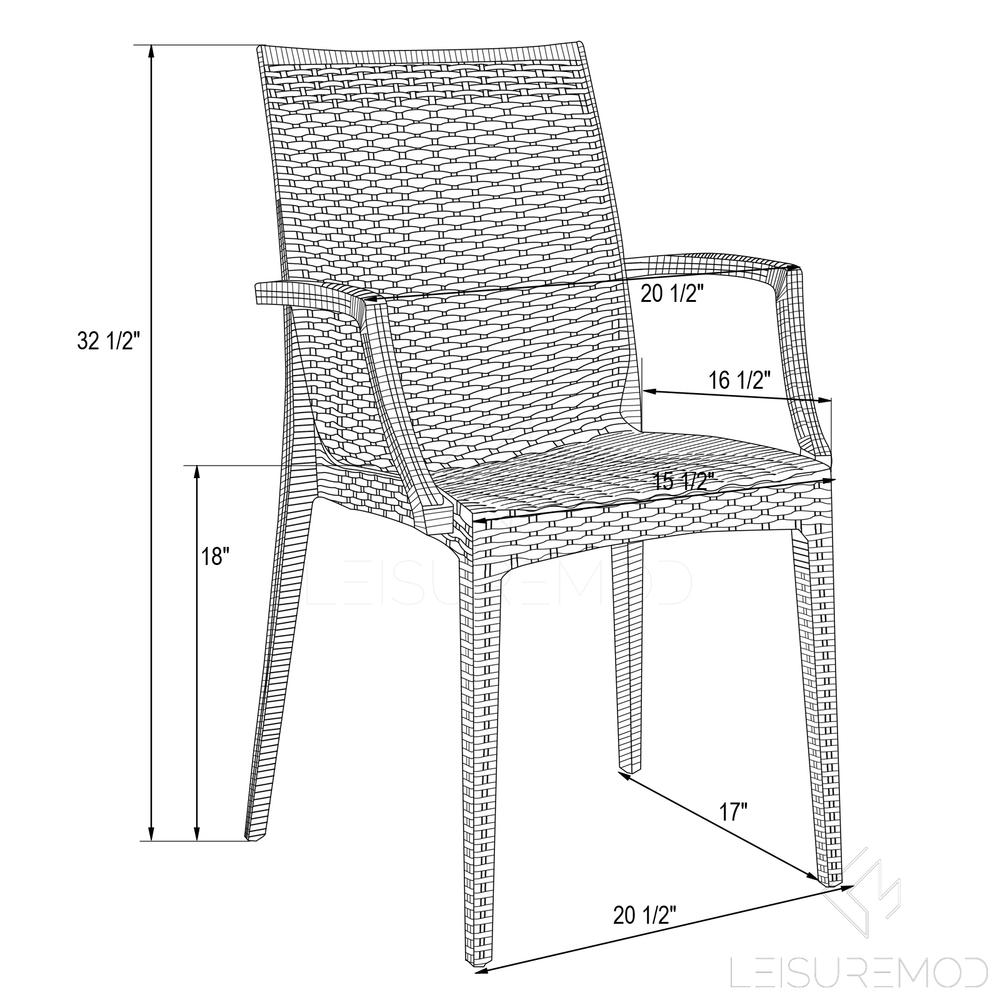 LeisureMod Weave Mace Indoor/Outdoor Chair (With Arms), Set of 2 MCA19R2. Picture 8