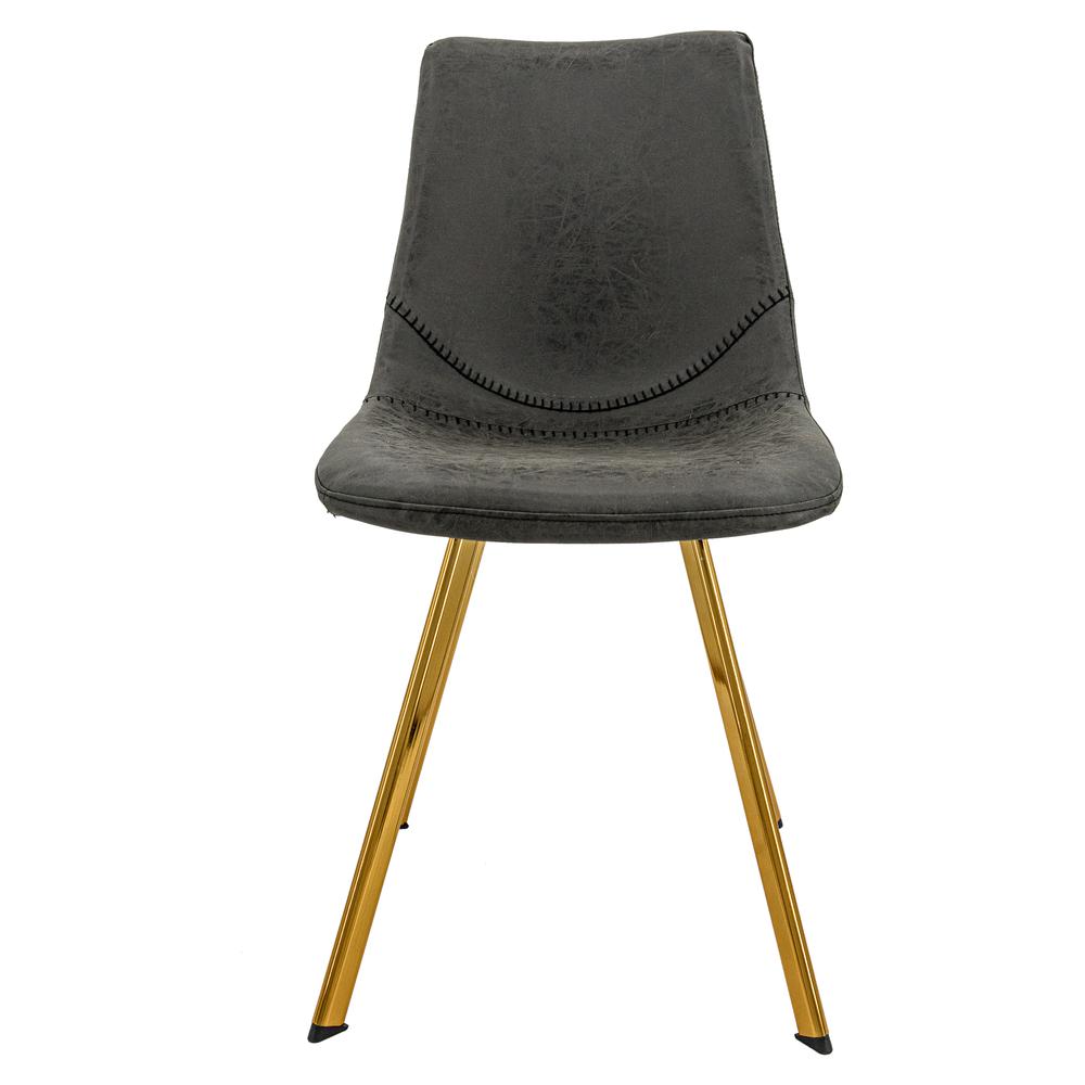Markley Modern Leather Dining Chair With Gold Legs Set of 2. Picture 2